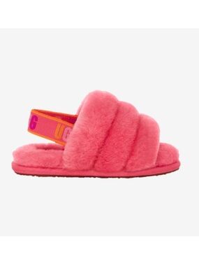 New UGG Kids Pink Fluff Yeah Slide Shoes Strawberry Sorbet Multi Size 7 Toddler